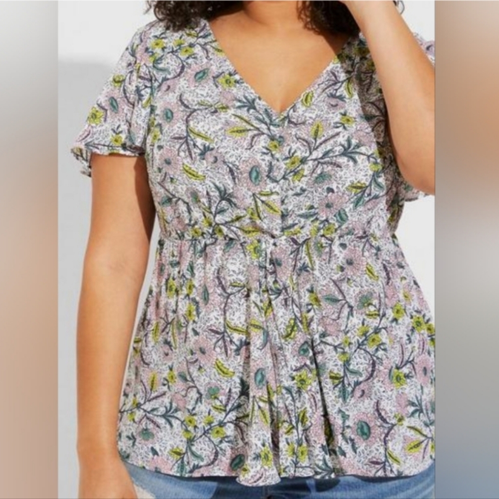Torrid Twist Front Floral Blouse - Picture 1 of 3